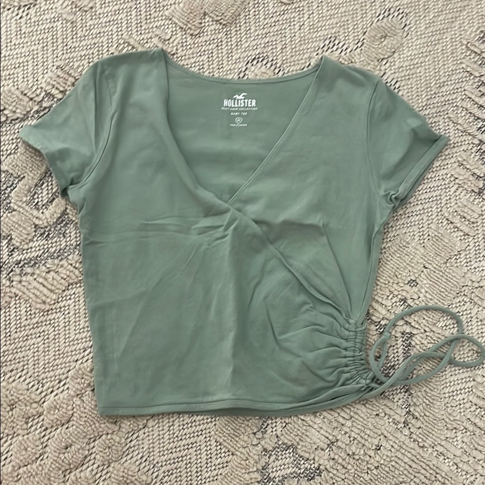 Hollister Green Ruched Crop T-Shirt